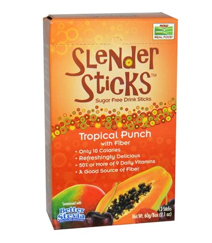 Tropical Punch + Fiber Slender Sticks, Now Foods 12 Sticks - Click Image to Close