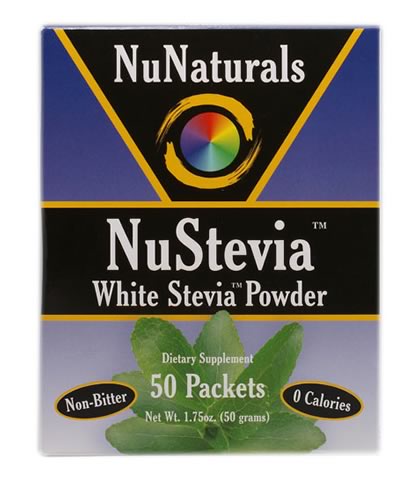 White Stevia Powder, NuNaturals 50 Packets - Click Image to Close