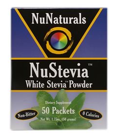 White Stevia Powder, NuNaturals 50 Packets